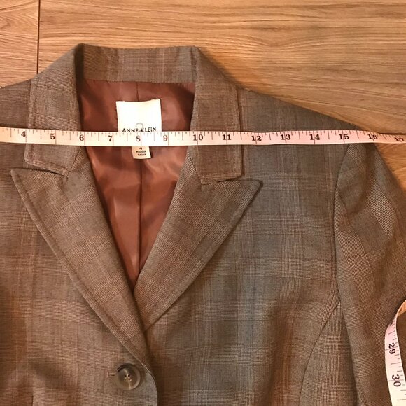 Anne Klein Suits Three Button Blazer Brown Size 4 - Picture 2 of 14